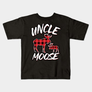 Red Plaid Uncle Moose Matching Family Pajama Christmas Gift Kids T-Shirt